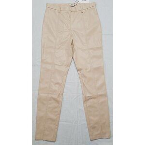 Large Jason Wu Tan Soft Vegan Faux Leather Skinny Pants Split Hem High-Waist